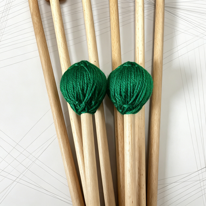 Multi-Color Intermediate Marimba Mallets, Maple Handle, Nylon Core with Wool & Acrylic Blend Wrapped Head, Xylophone Sticks