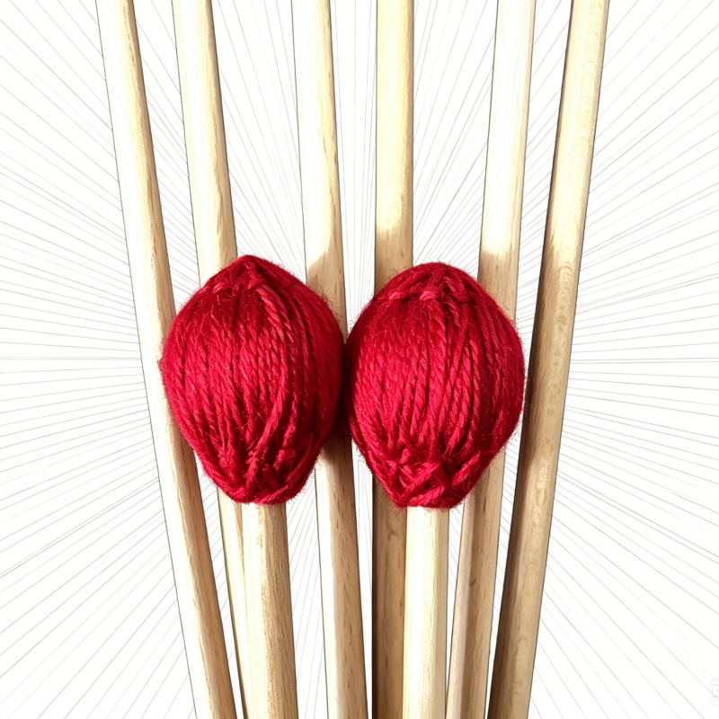 Multi-Color Intermediate Marimba Mallets, Maple Handle, Nylon Core with Wool & Acrylic Blend Wrapped Head, Xylophone Sticks