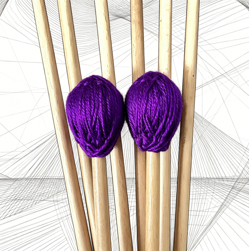 Multi-Color Intermediate Marimba Mallets, Maple Handle, Nylon Core with Wool & Acrylic Blend Wrapped Head, Xylophone Sticks