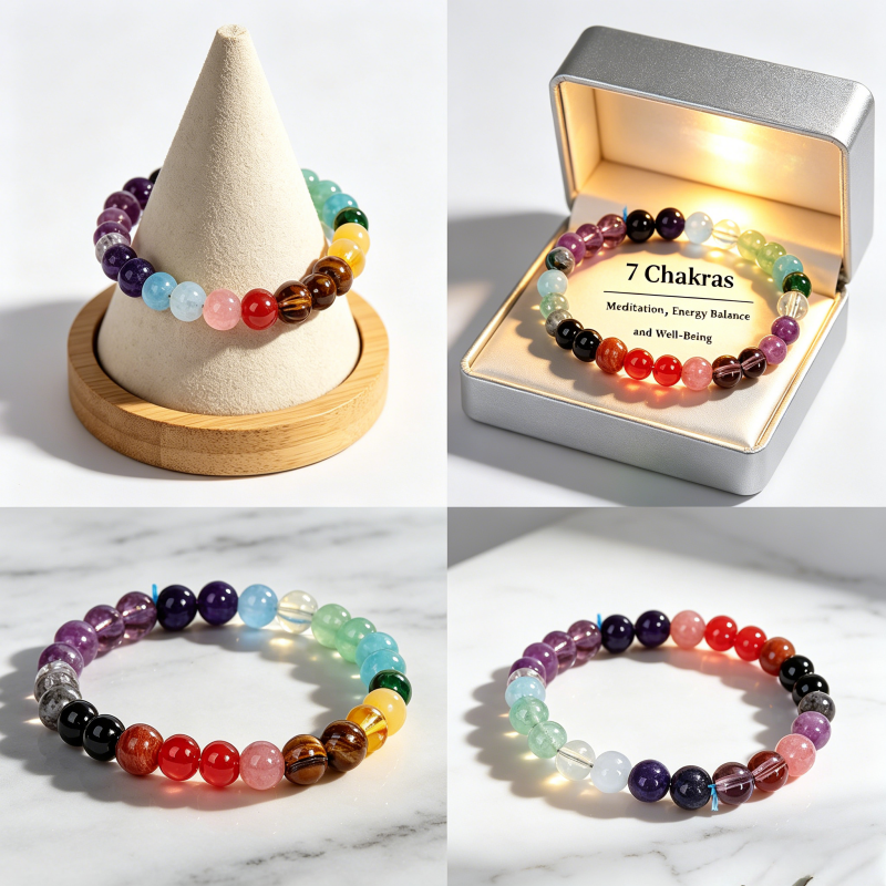 7 Chakra Healing Crystal Bracelet 8mm Beads Natural Stone Reiki Balance Jewelry for Men Women