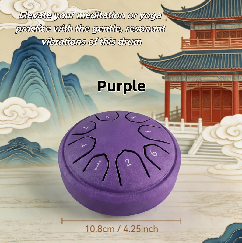 Exquisite Hand-Tuned C Key 8-Note Steel Tongue Drum – Portable Serenity Instrument for Sound Therapy and Spiritual Balance