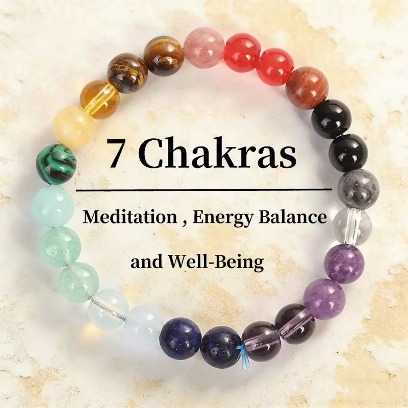 7 Chakra Healing Crystal Bracelet 8mm Beads Natural Stone Reiki Balance Jewelry for Men Women