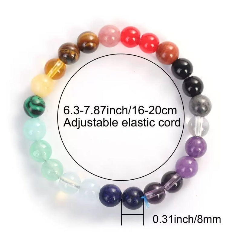 7 Chakra Healing Crystal Bracelet 8mm Beads Natural Stone Reiki Balance Jewelry for Men Women