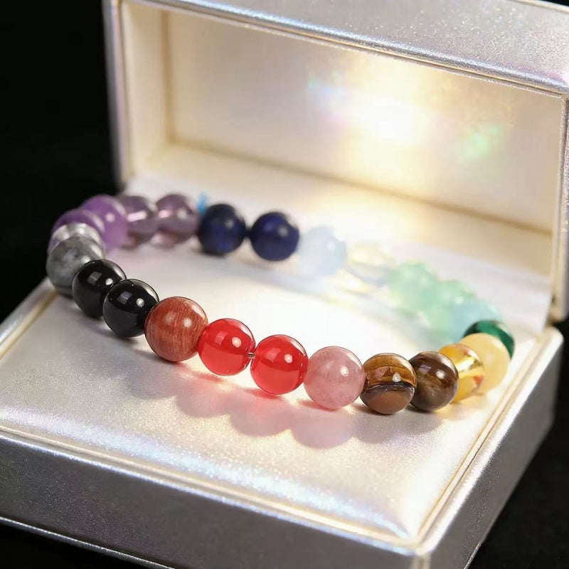 7 Chakra Healing Crystal Bracelet 8mm Beads Natural Stone Reiki Balance Jewelry for Men Women
