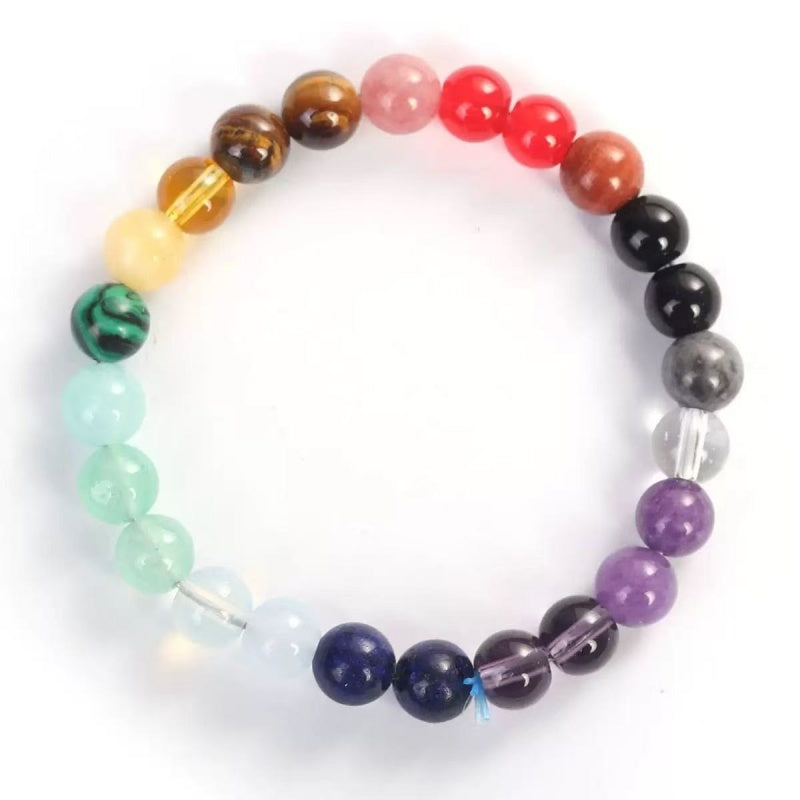 7 Chakra Healing Crystal Bracelet 8mm Beads Natural Stone Reiki Balance Jewelry for Men Women