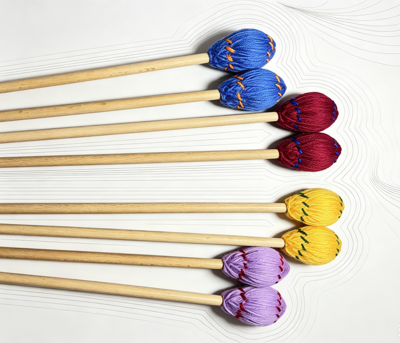 Premium Marimba Mallets, Maple Shaft, Nylon Core, Wool-Acrylic Blended Wrapped Yarn, Xylophone Mallets & Percussion Sticks