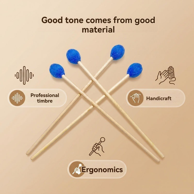 Premium Intermediate Marimba Mallets, Maple Handle, Nylon Core Wool Acrylic Wound Head for Xylophone Percussion