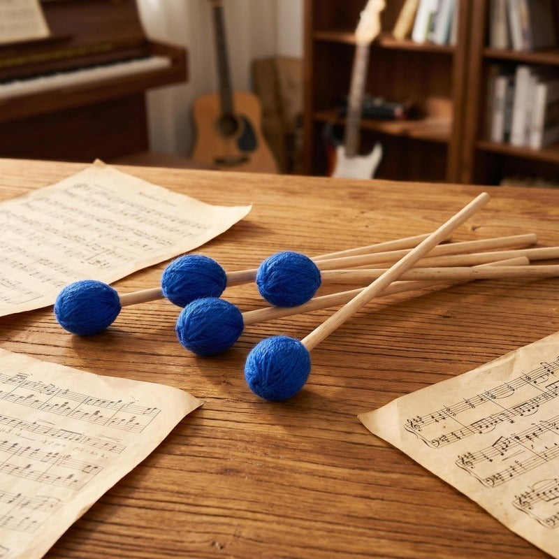 Premium Intermediate Marimba Mallets, Maple Handle, Nylon Core Wool Acrylic Wound Head for Xylophone Percussion