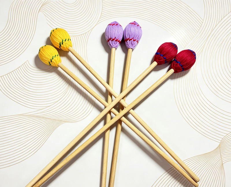 Premium Marimba Mallets, Maple Shaft, Nylon Core, Wool-Acrylic Blended Wrapped Yarn, Xylophone Mallets & Percussion Sticks