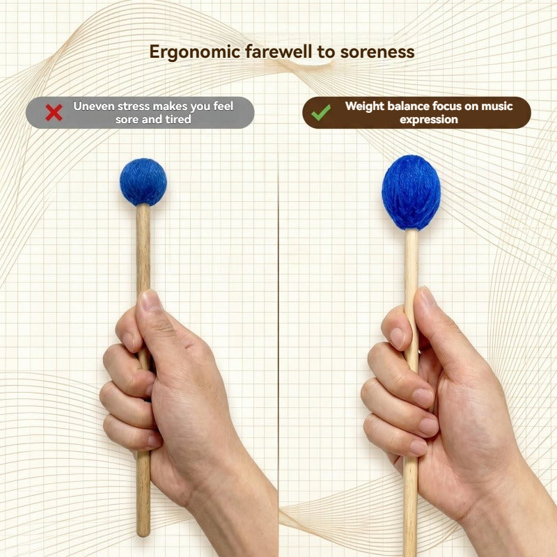 Premium Intermediate Marimba Mallets, Maple Handle, Nylon Core Wool Acrylic Wound Head for Xylophone Percussion