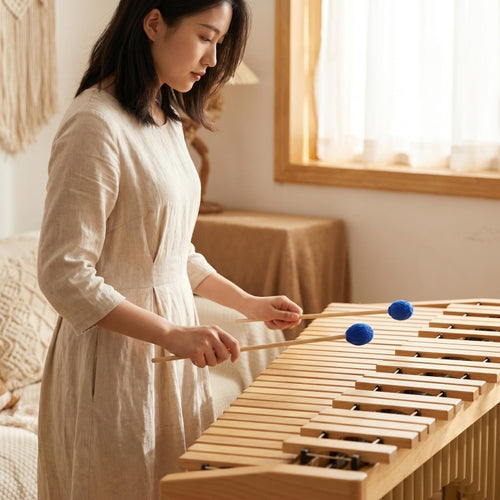 Premium Intermediate Marimba Mallets, Maple Handle, Nylon Core Wool Acrylic Wound Head for Xylophone Percussion