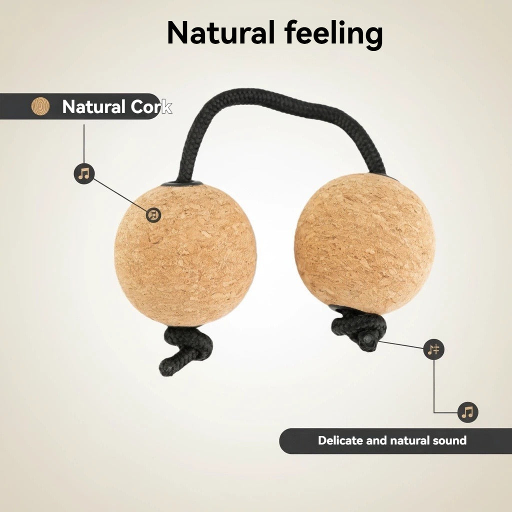 Asalato Rhythm Sand Balls Soft Cork Silent Low Volume Double Ball Portable Fancy Percussion Instrument