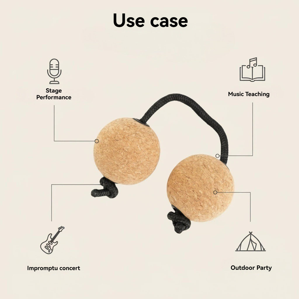 Asalato Rhythm Sand Balls Soft Cork Silent Low Volume Double Ball Portable Fancy Percussion Instrument
