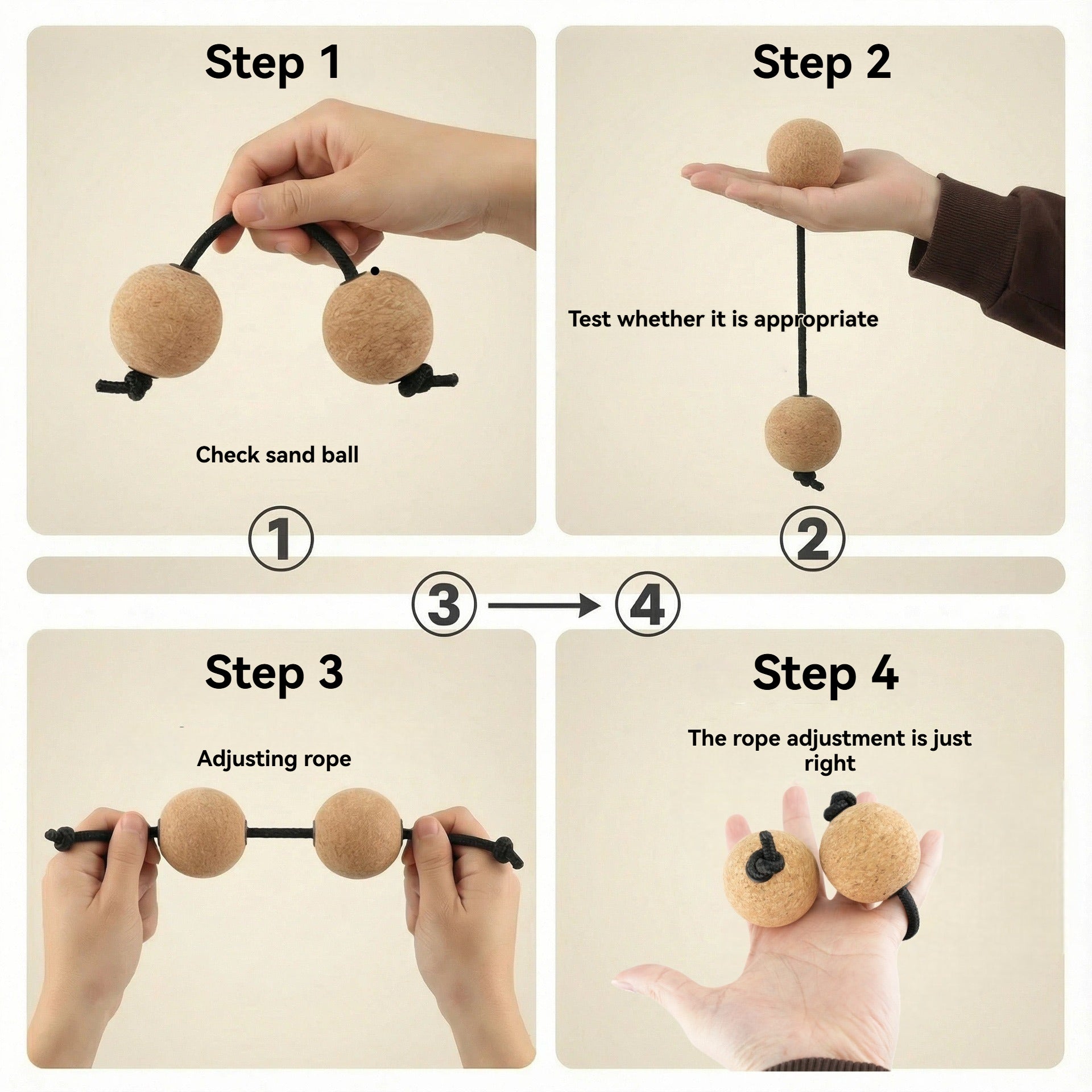 Asalato Rhythm Sand Balls Soft Cork Silent Low Volume Double Ball Portable Fancy Percussion Instrument