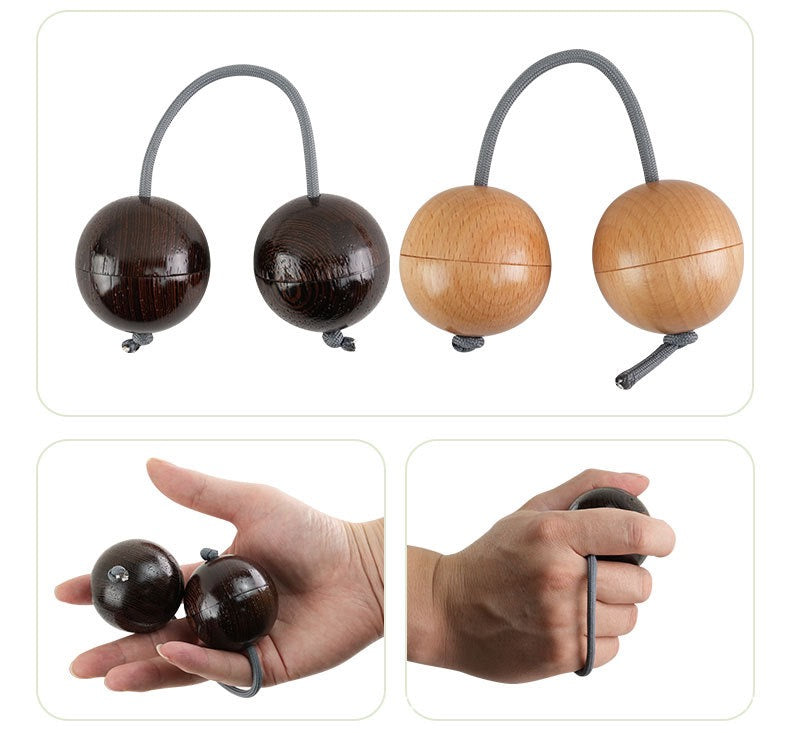 Portable Wooden Asalato Rhythm Sand Ball | Natural Solid Wood Percussion for Music Practice & Stress Relief