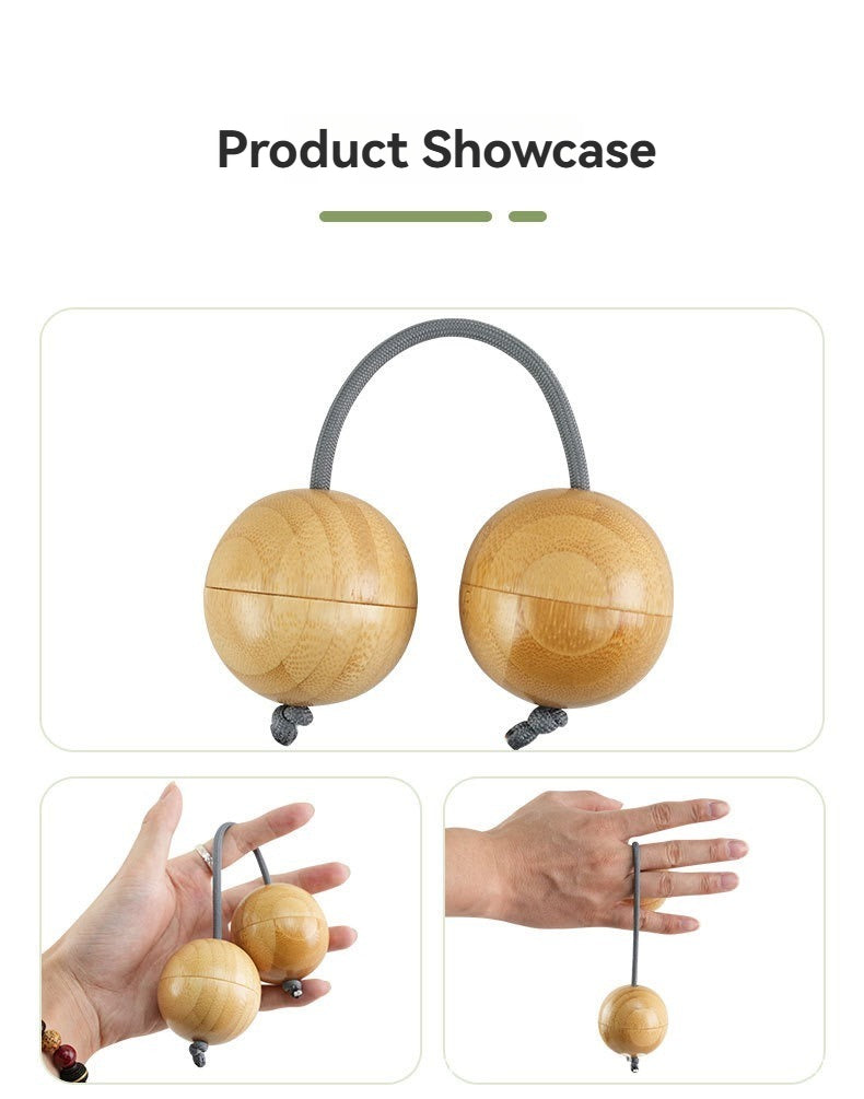 Portable Wooden Asalato Rhythm Sand Ball | Natural Solid Wood Percussion for Music Practice & Stress Relief