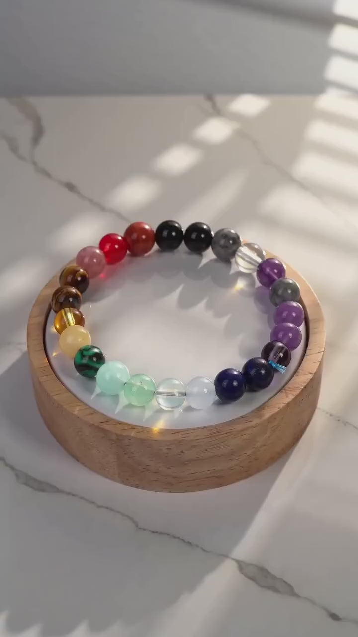 7 Chakra Healing Crystal Bracelet 8mm Beads Natural Stone Reiki Balance Jewelry for Men Women